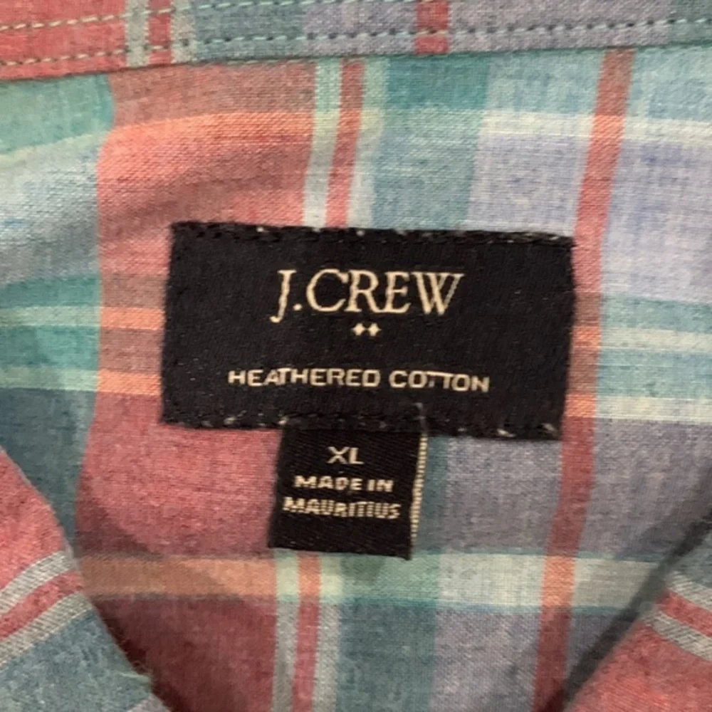 J Crew Mens Blue Red Plaid Long Sleeve Button Up Size XL EUC‎